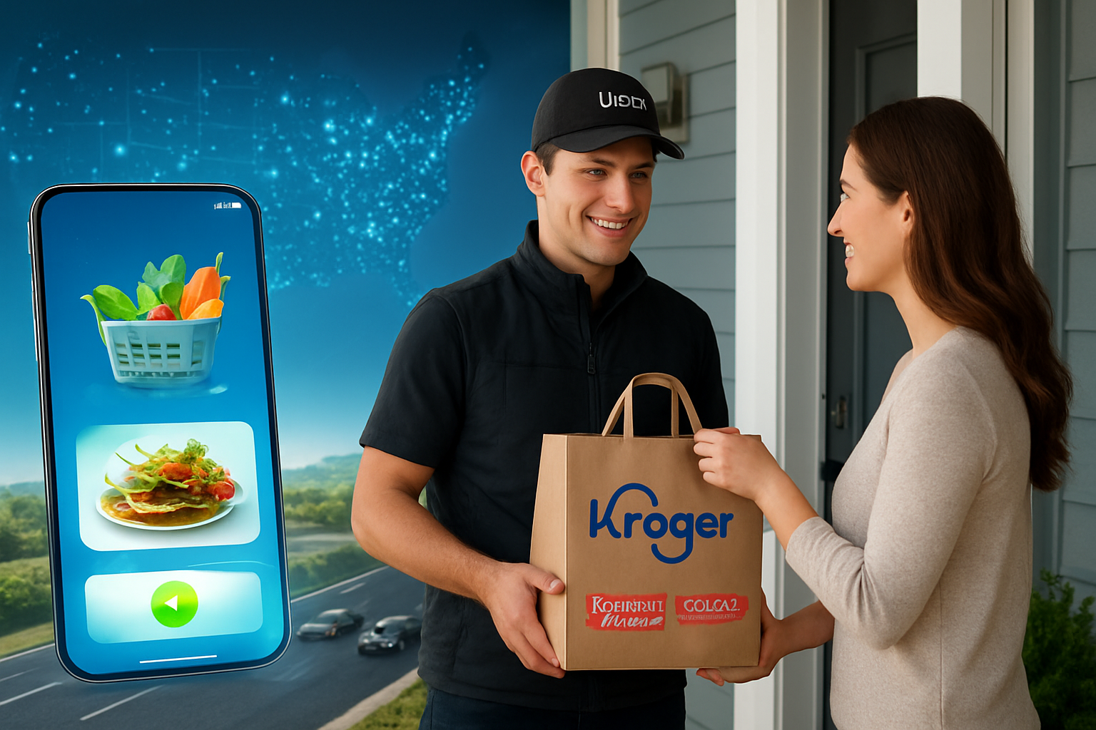 Kroger y Uber sellan una alianza estratégica nacional para desafiar el dominio de Walmart en el mercado digital de comestibles